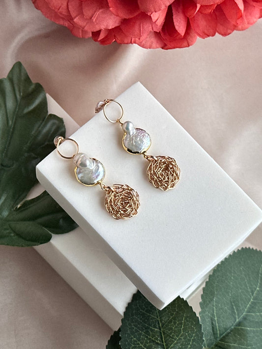 Mira Cosmic Medallion Pearl Earrings