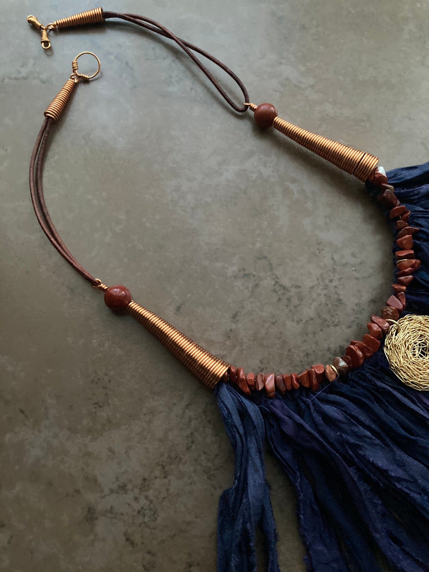 Indigo Moon - Silk Fringe Statement Necklace